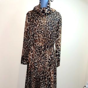 Cow neck dress brown leopard